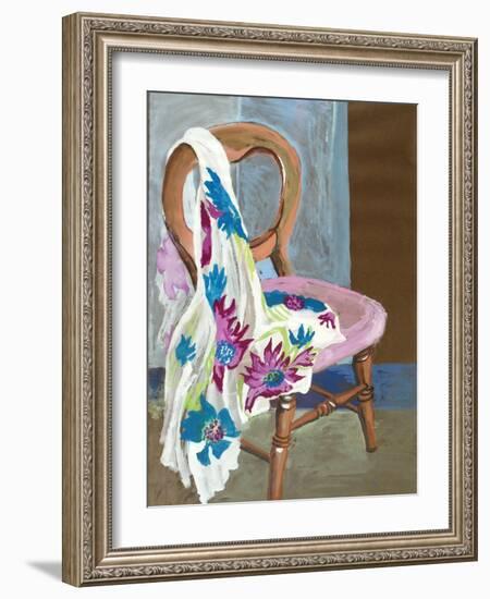 Chair and Patterned Fabric, 2000-Joan Thewsey-Framed Giclee Print