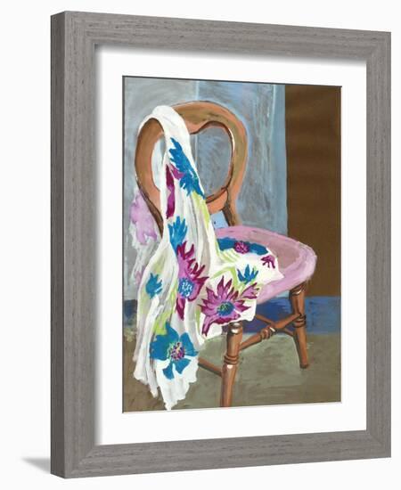 Chair and Patterned Fabric, 2000-Joan Thewsey-Framed Giclee Print