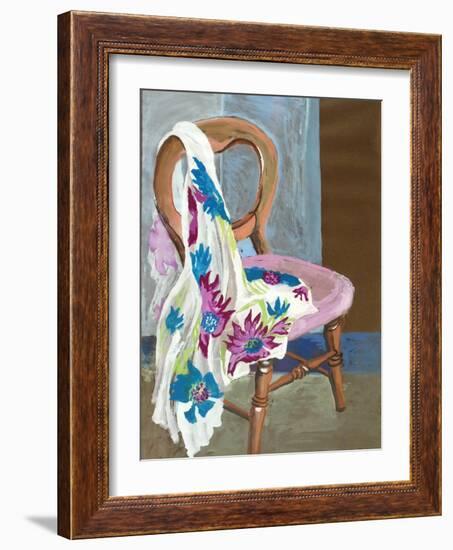 Chair and Patterned Fabric, 2000-Joan Thewsey-Framed Giclee Print