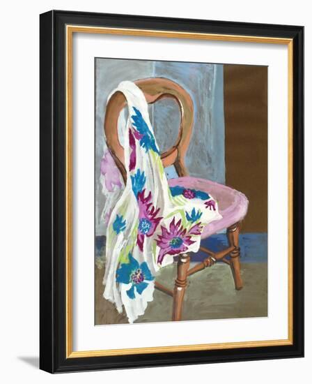 Chair and Patterned Fabric, 2000-Joan Thewsey-Framed Giclee Print