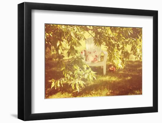 Chair Apples and a Book under a Tree-soupstock-Framed Photographic Print