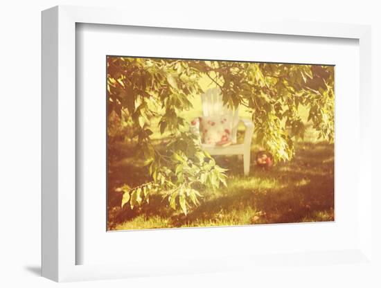 Chair Apples and a Book under a Tree-soupstock-Framed Photographic Print