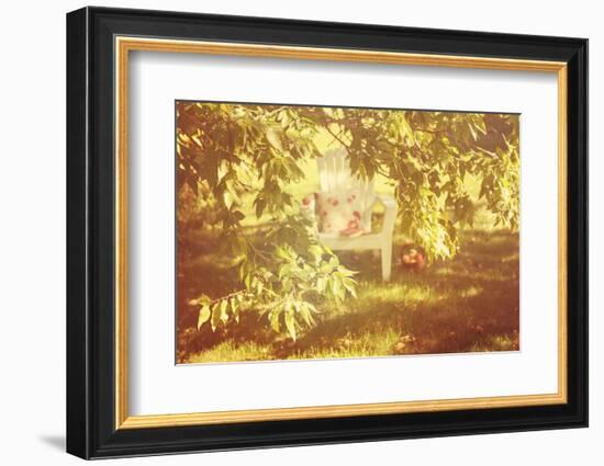 Chair Apples and a Book under a Tree-soupstock-Framed Photographic Print