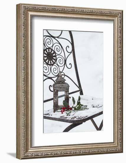 Chair in the Snow with Christmassy Still Life-Andrea Haase-Framed Photographic Print