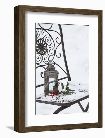 Chair in the Snow with Christmassy Still Life-Andrea Haase-Framed Photographic Print