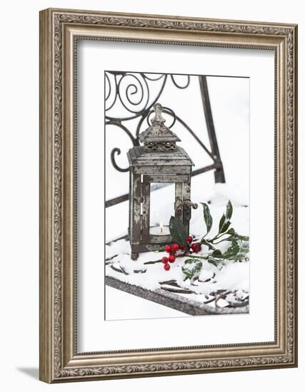 Chair in the Snow with Christmassy Still Life-Andrea Haase-Framed Photographic Print