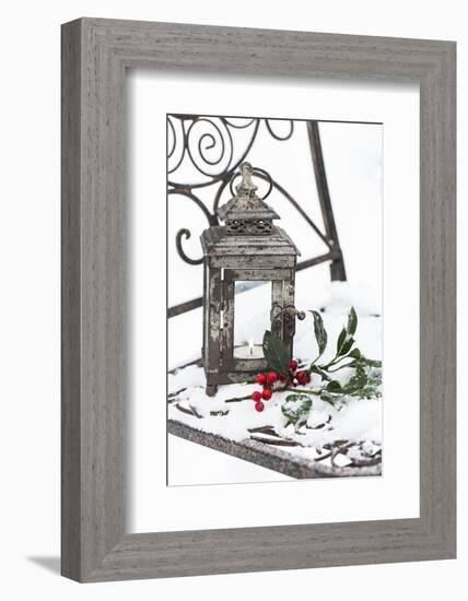 Chair in the Snow with Christmassy Still Life-Andrea Haase-Framed Photographic Print