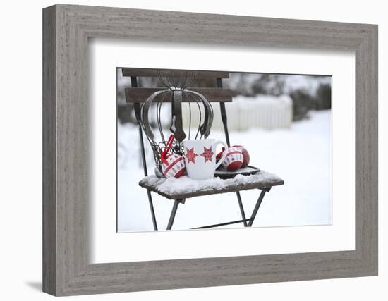 Chair in the Snow with Christmassy Still Life-Andrea Haase-Framed Photographic Print