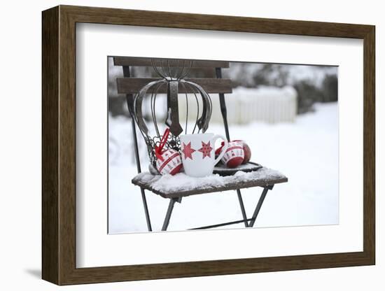 Chair in the Snow with Christmassy Still Life-Andrea Haase-Framed Photographic Print