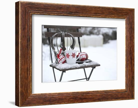 Chair in the Snow with Christmassy Still Life-Andrea Haase-Framed Photographic Print