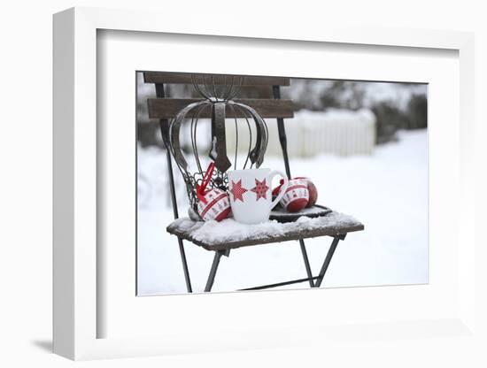 Chair in the Snow with Christmassy Still Life-Andrea Haase-Framed Photographic Print