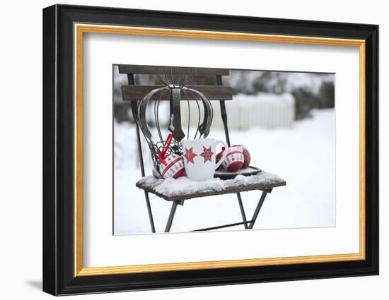 Chair in the Snow with Christmassy Still Life-Andrea Haase-Framed Photographic Print