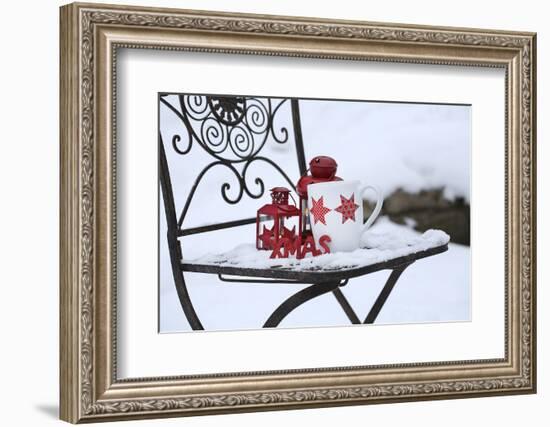 Chair in the Snow with Christmassy Still Life-Andrea Haase-Framed Photographic Print