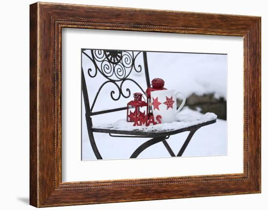 Chair in the Snow with Christmassy Still Life-Andrea Haase-Framed Photographic Print