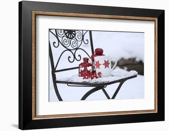 Chair in the Snow with Christmassy Still Life-Andrea Haase-Framed Photographic Print