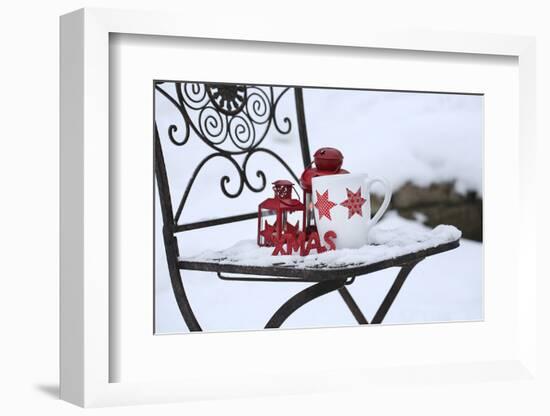 Chair in the Snow with Christmassy Still Life-Andrea Haase-Framed Photographic Print