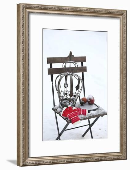 Chair in the Snow with Christmassy Still Life-Andrea Haase-Framed Photographic Print