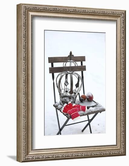 Chair in the Snow with Christmassy Still Life-Andrea Haase-Framed Photographic Print