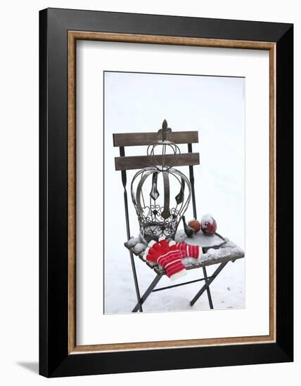 Chair in the Snow with Christmassy Still Life-Andrea Haase-Framed Photographic Print