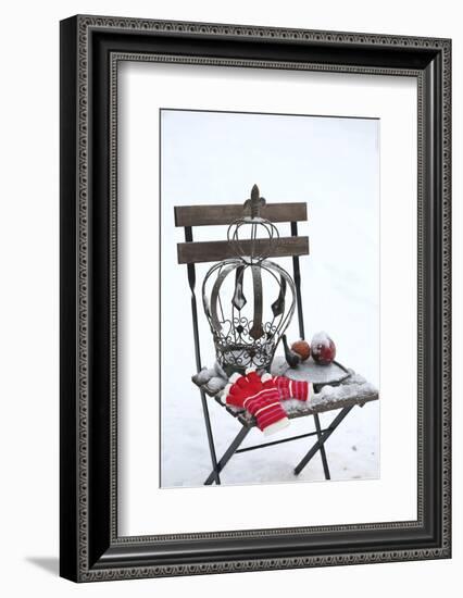 Chair in the Snow with Christmassy Still Life-Andrea Haase-Framed Photographic Print