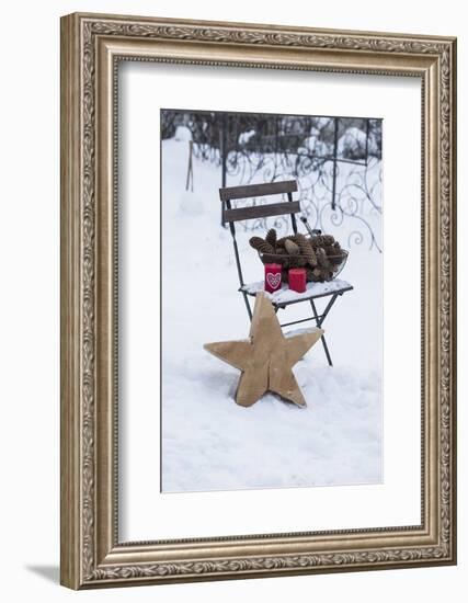 Chair in the Snow with Christmassy Still Life-Andrea Haase-Framed Photographic Print