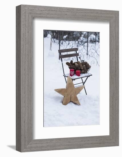 Chair in the Snow with Christmassy Still Life-Andrea Haase-Framed Photographic Print