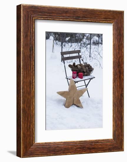 Chair in the Snow with Christmassy Still Life-Andrea Haase-Framed Photographic Print