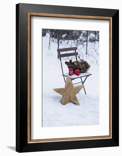 Chair in the Snow with Christmassy Still Life-Andrea Haase-Framed Photographic Print