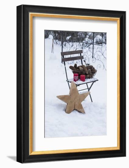 Chair in the Snow with Christmassy Still Life-Andrea Haase-Framed Photographic Print