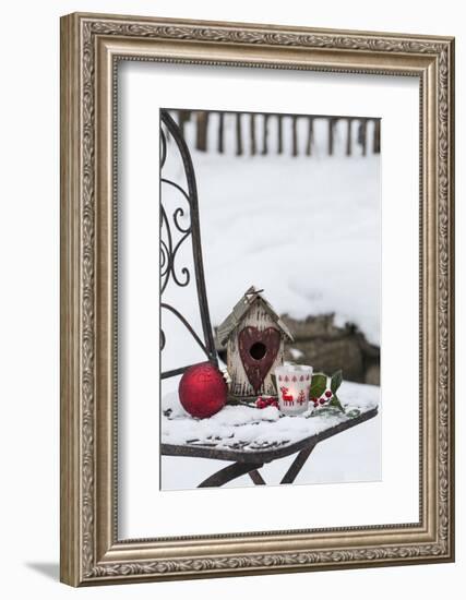 Chair in the Snow with Christmassy Still Life-Andrea Haase-Framed Photographic Print