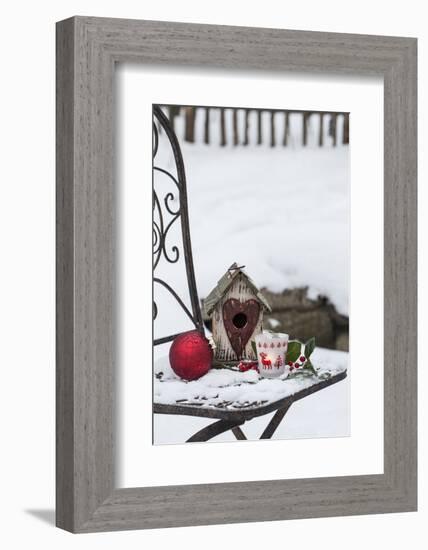 Chair in the Snow with Christmassy Still Life-Andrea Haase-Framed Photographic Print