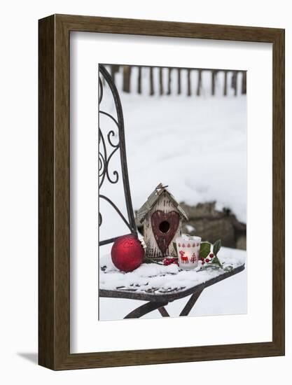 Chair in the Snow with Christmassy Still Life-Andrea Haase-Framed Photographic Print