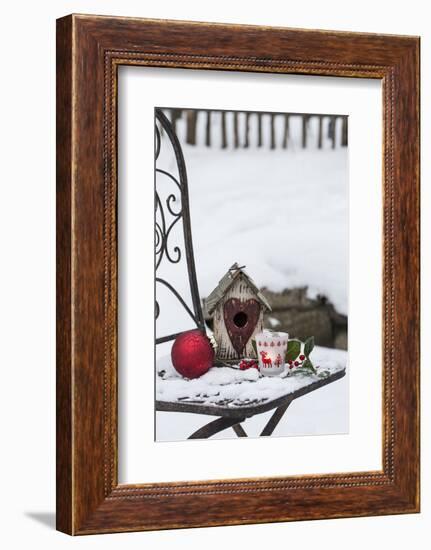 Chair in the Snow with Christmassy Still Life-Andrea Haase-Framed Photographic Print