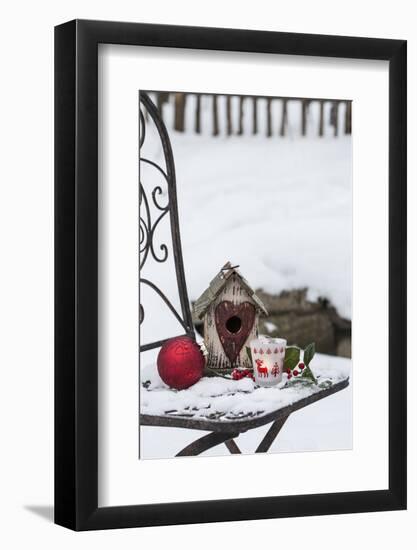 Chair in the Snow with Christmassy Still Life-Andrea Haase-Framed Photographic Print