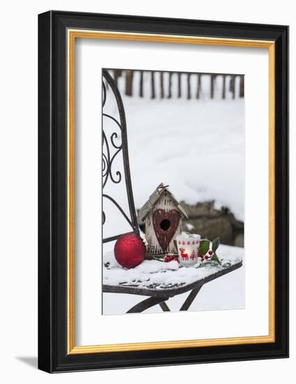 Chair in the Snow with Christmassy Still Life-Andrea Haase-Framed Photographic Print