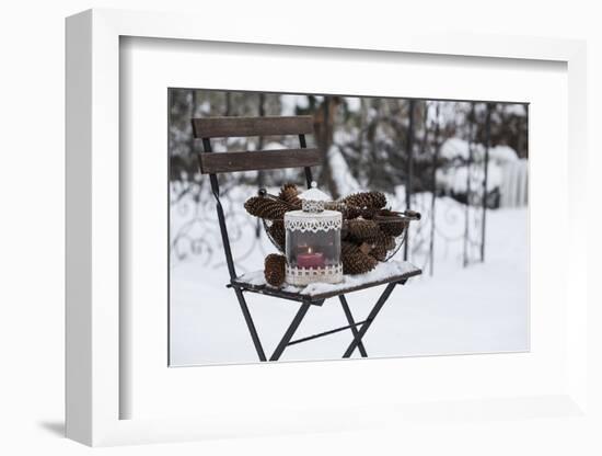 Chair in the Snow with Wintry Still Life-Andrea Haase-Framed Photographic Print