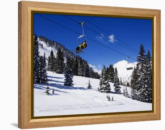 Chair Lift Carries Skiers at Alta, Alta Ski Resort, Salt Lake City, Utah, USA-Kober Christian-Framed Premier Image Canvas