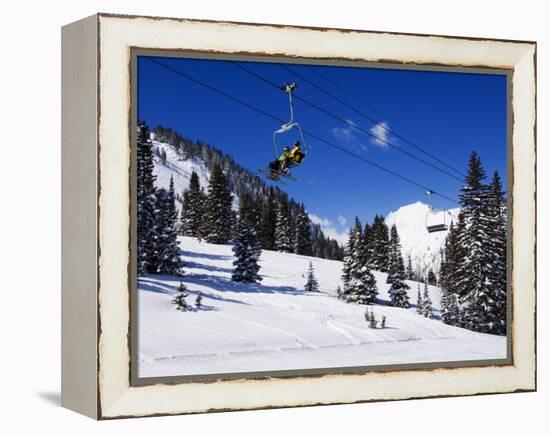 Chair Lift Carries Skiers at Alta, Alta Ski Resort, Salt Lake City, Utah, USA-Kober Christian-Framed Premier Image Canvas