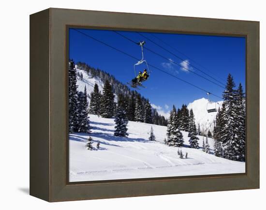 Chair Lift Carries Skiers at Alta, Alta Ski Resort, Salt Lake City, Utah, USA-Kober Christian-Framed Premier Image Canvas