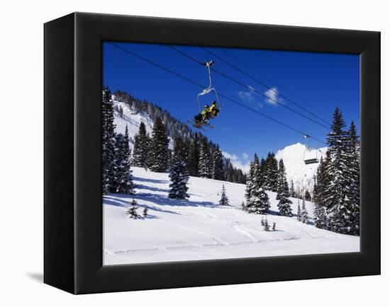 Chair Lift Carries Skiers at Alta, Alta Ski Resort, Salt Lake City, Utah, USA-Kober Christian-Framed Premier Image Canvas