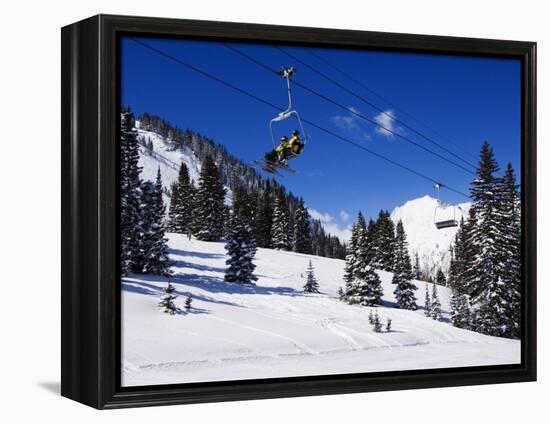 Chair Lift Carries Skiers at Alta, Alta Ski Resort, Salt Lake City, Utah, USA-Kober Christian-Framed Premier Image Canvas