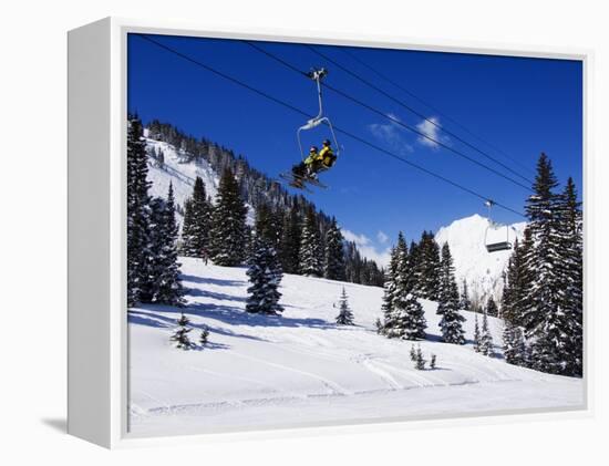 Chair Lift Carries Skiers at Alta, Alta Ski Resort, Salt Lake City, Utah, USA-Kober Christian-Framed Premier Image Canvas