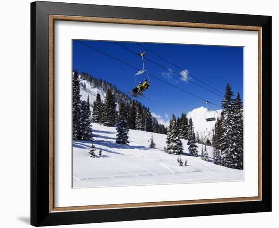 Chair Lift Carries Skiers at Alta, Alta Ski Resort, Salt Lake City, Utah, USA-Kober Christian-Framed Photographic Print