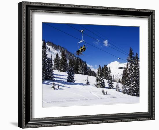 Chair Lift Carries Skiers at Alta, Alta Ski Resort, Salt Lake City, Utah, USA-Kober Christian-Framed Photographic Print