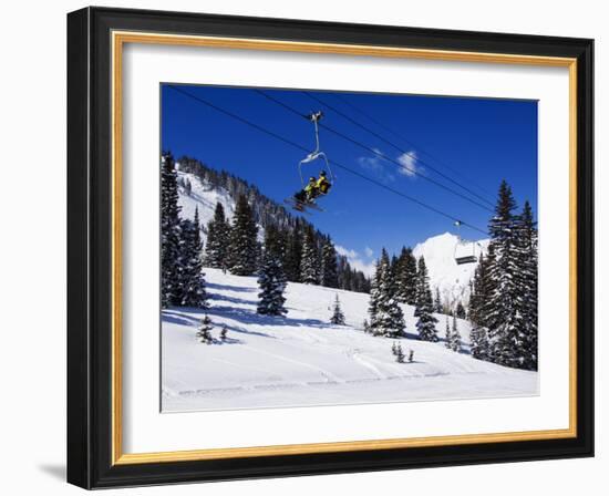 Chair Lift Carries Skiers at Alta, Alta Ski Resort, Salt Lake City, Utah, USA-Kober Christian-Framed Photographic Print