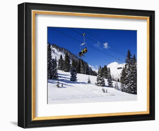 Chair Lift Carries Skiers at Alta, Alta Ski Resort, Salt Lake City, Utah, USA-Kober Christian-Framed Photographic Print