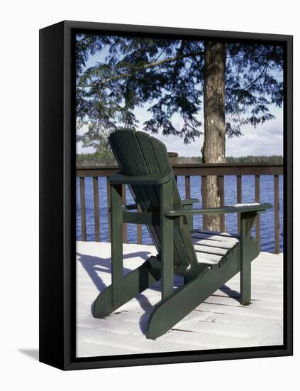 Chair on a Snow Covered Porch-null-Framed Premier Image Canvas