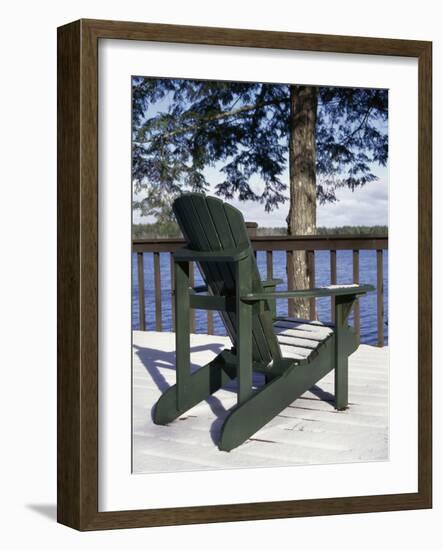 Chair on a Snow Covered Porch-null-Framed Photographic Print