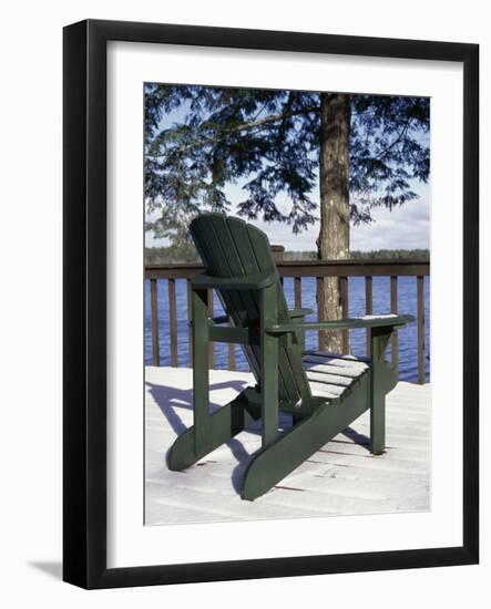 Chair on a Snow Covered Porch-null-Framed Photographic Print