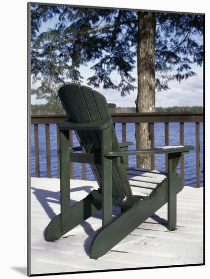 Chair on a Snow Covered Porch-null-Mounted Photographic Print